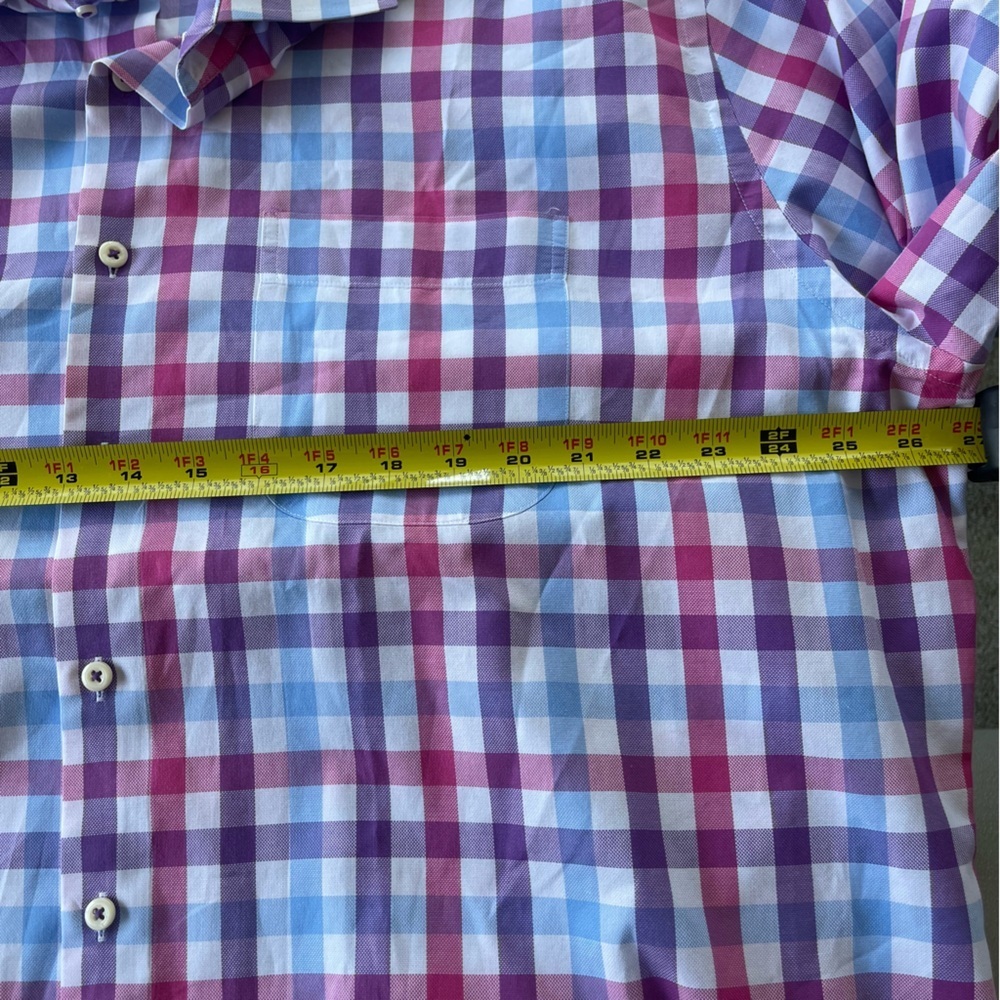 Peter Millar Men’s Long Sleeve Button Front Plaid Shirt Size XL Pink Blue‎ White - Picture 5 of 9